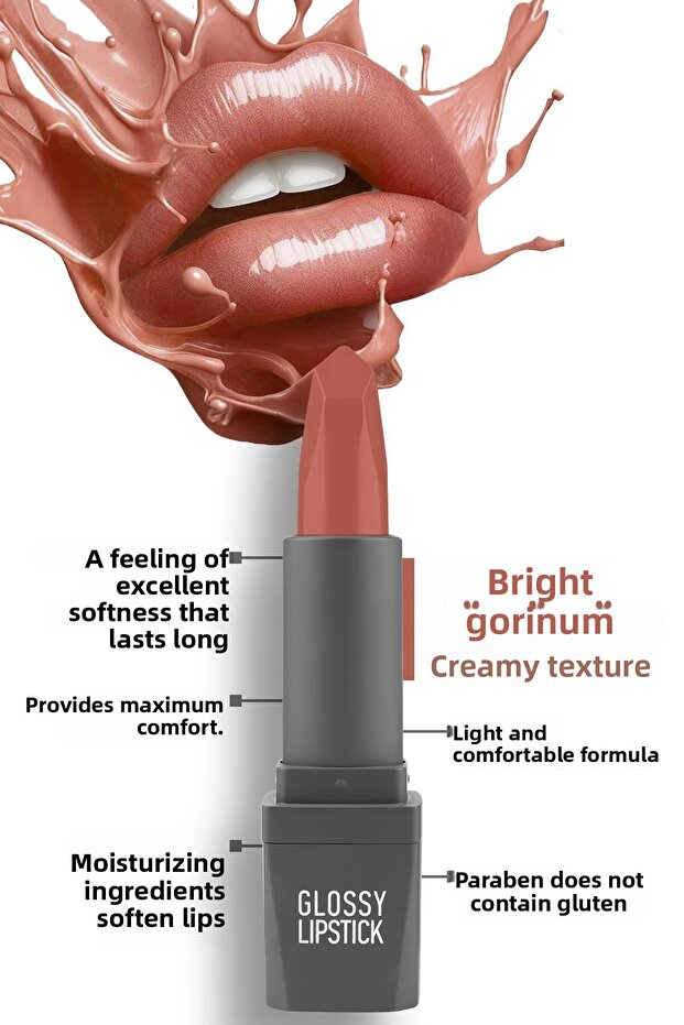 Moisturizing High-Shine Creamy Glossy Lipstick - Glossy Lipstick 308 Terracotta Nude