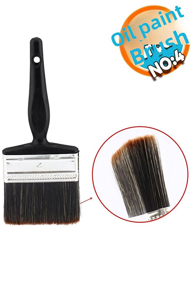 No: 4 Painter Brush - Oil Paint, Metal Wood and Plastic Handle Wall Painting