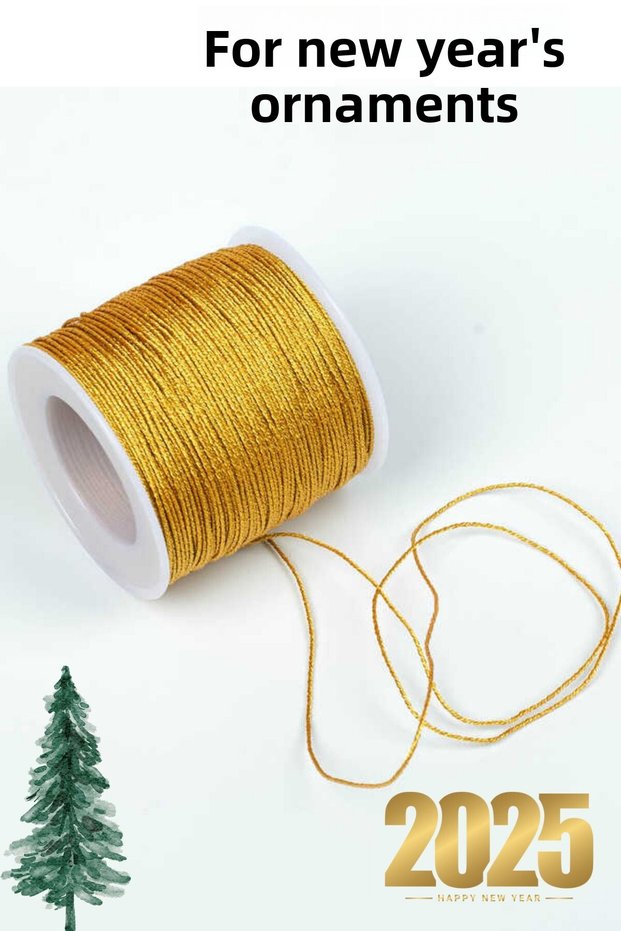 Christmas Tree Ornament String Glittered 10 Meters - 0.80 mm Glitter Parachute String Gold Color. 1. Quality
