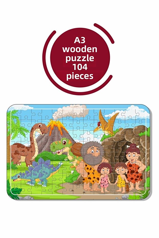Dinosaurs and the Stone Age A3 104 Piece Puzzle, Toy, Jigsaw