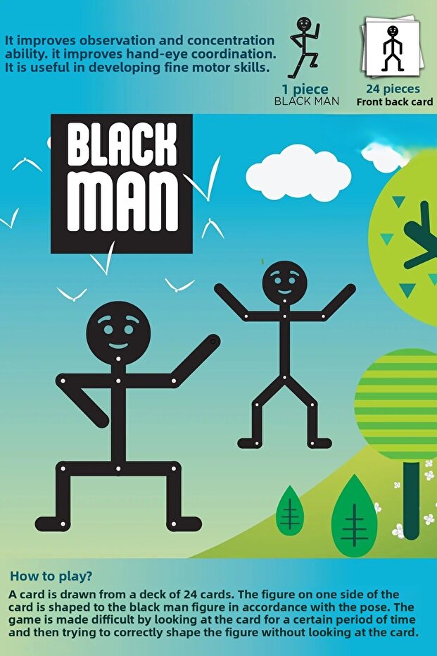 Visual Memory and Attention Game with Trash Man Black Man