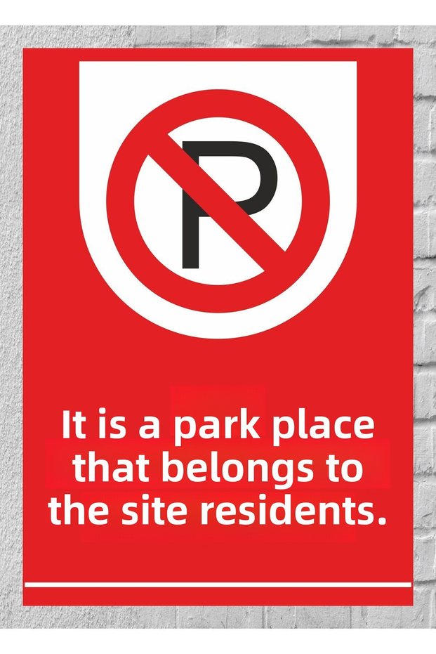 It Is a Parking Area for the Residents of the Site Sign Board 24X34 cm