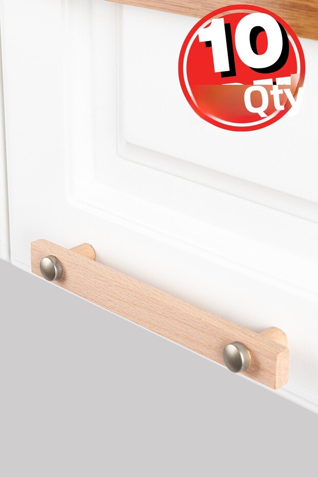 Cabinet Handles, 10 Pieces - 160 Mm (16 CM) - Natural Wooden Handles, Drawer Handles, Kitchen Cabinet Handles