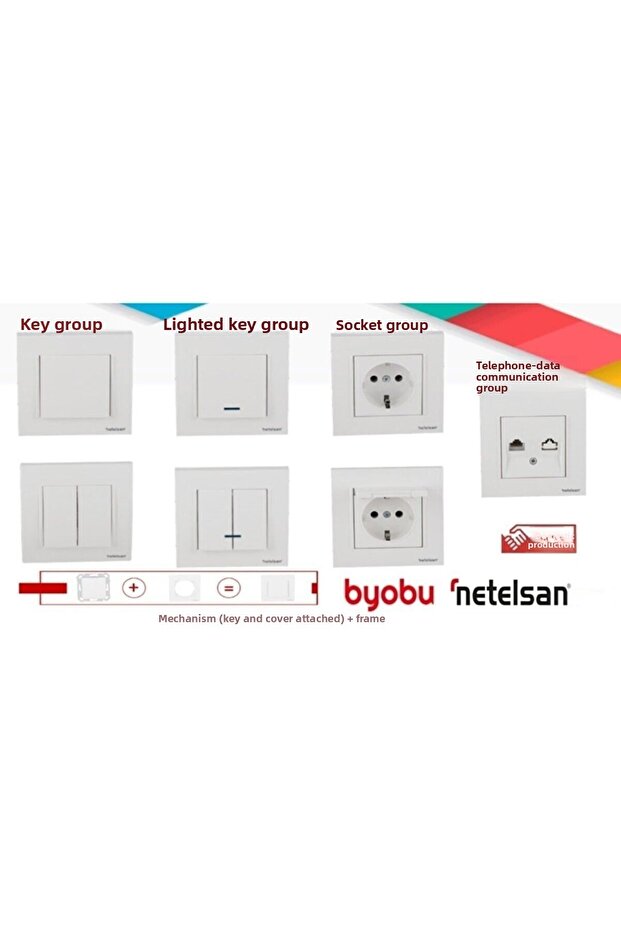 Byobu مفتاح واحد 1 جودة اللون الأبيض 2 قطعة متضمنة الإطار - 3