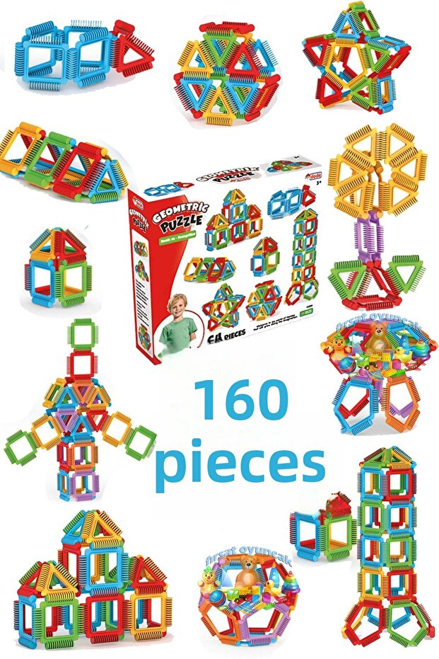 Toy Geometric Puzzle 160 Pieces Educational Intelligence Developer Structure