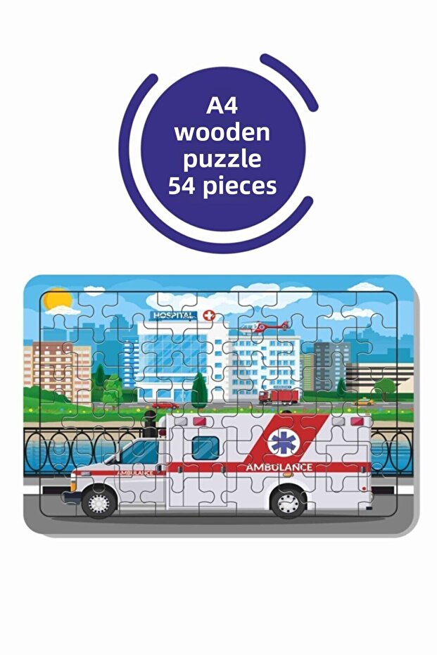 Ambulance 54 Piece Wooden Puzzle for Children