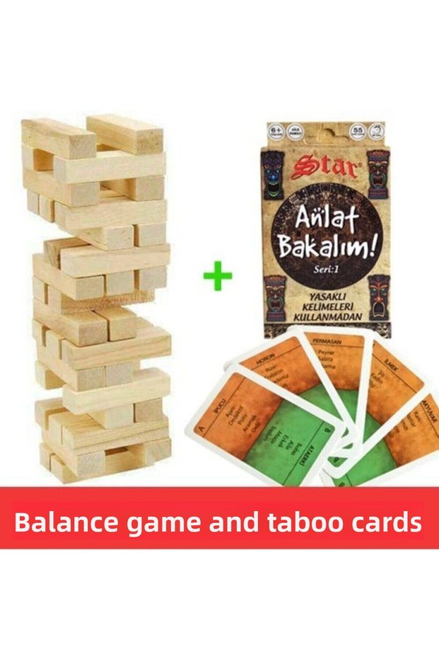 54 Piece Balance Game And Tell Us Taboo Cards Family Fun Set