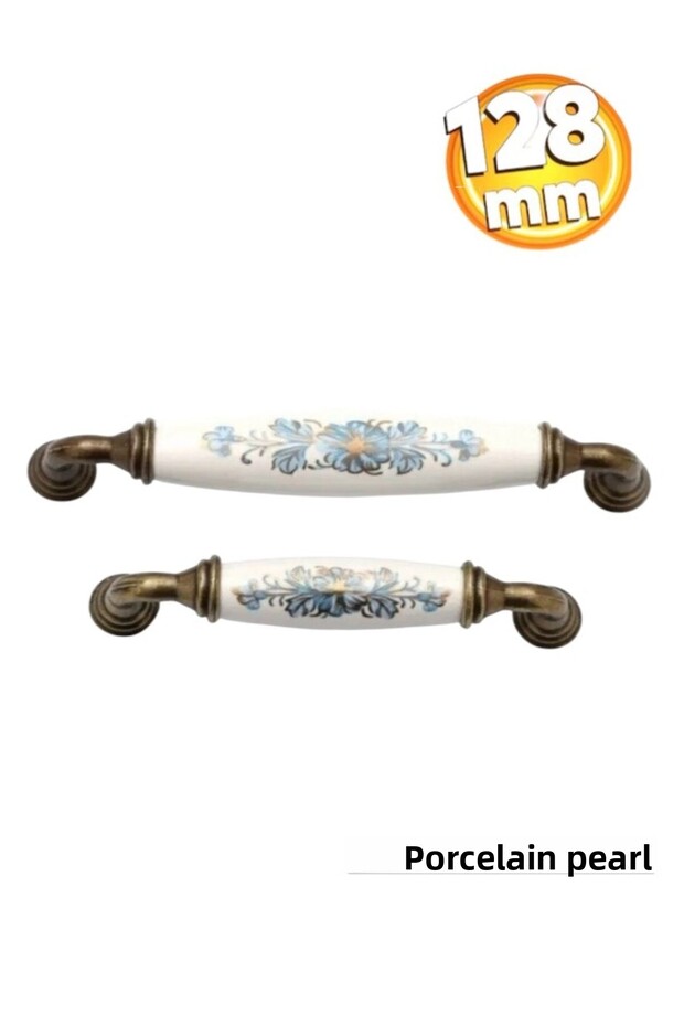 (12.8cm)-Porcelain Cabinet Drawer Bathroom Kitchen Children Furniture Handle Handle Kulb Handle Ruby 128Mm-Stk7878