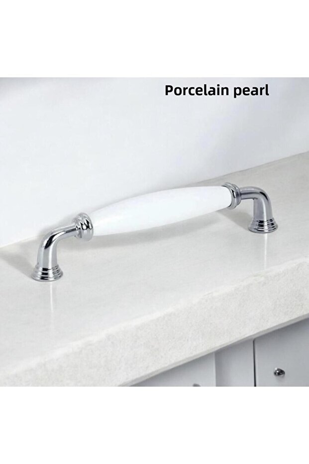 Porcelain Handle Cabinet Drawer Furniture Kitchen Handle Ruby 128mm-white-chrome-stk0820