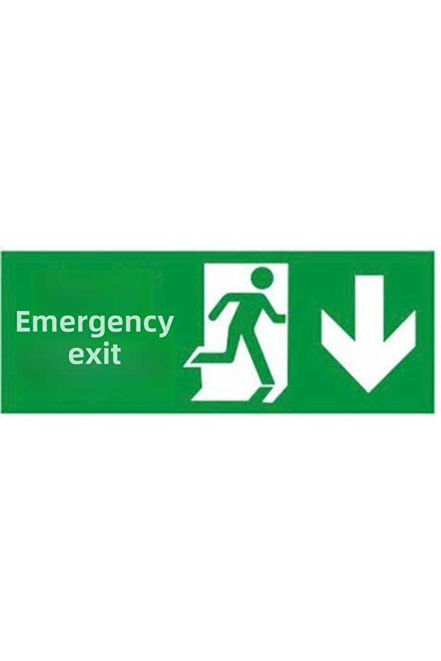 Emergency Exit Warning Sign Down Direction 25x15 Size