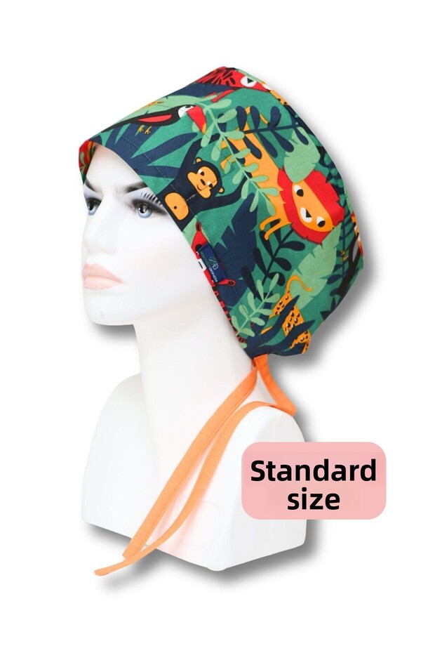 Standard Size Jungle Green Forest Surgical Bonnet Doctor Nurse Healthcare Hospital Cook Cap