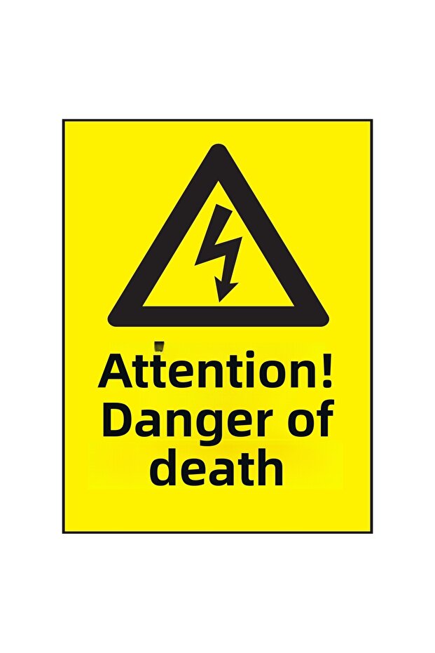 Metal Caution Death Hazard 15 cm X 20 cm Warning Sign Direction Sign