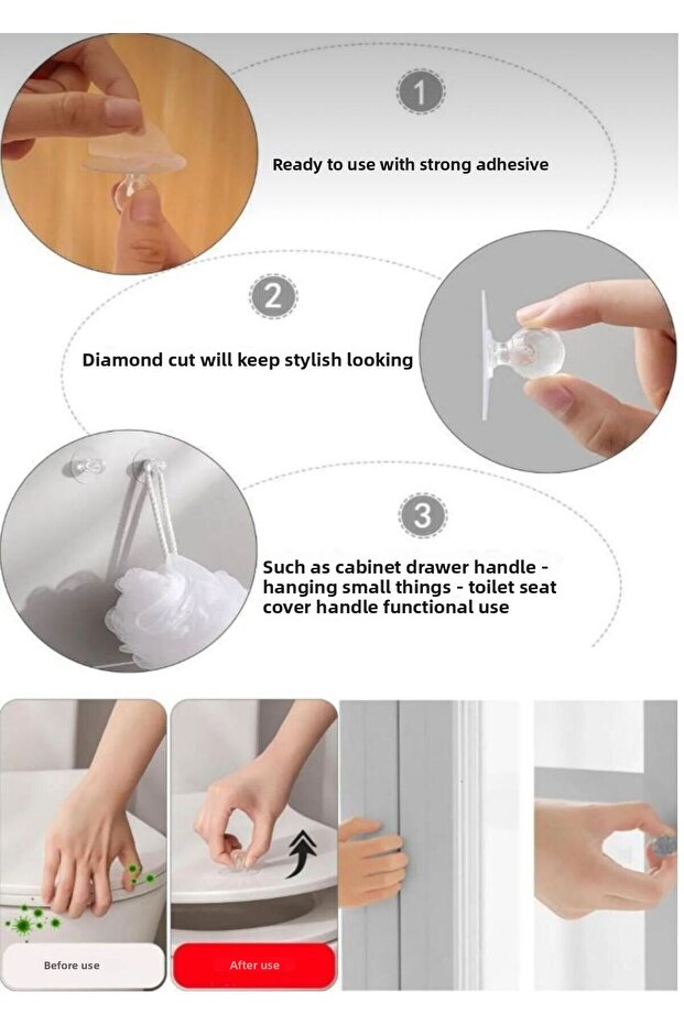 4Pcs Adhesive Drawer Handle Cabinet Wardrobe Handle Door Window Handle Drawer Handle - 3