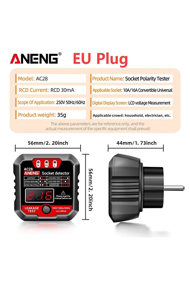 ANENG AC28 Digital Display Socket Tester UK US EU Plug Polarity Phase Pheck Detector Voltage Test... - 1