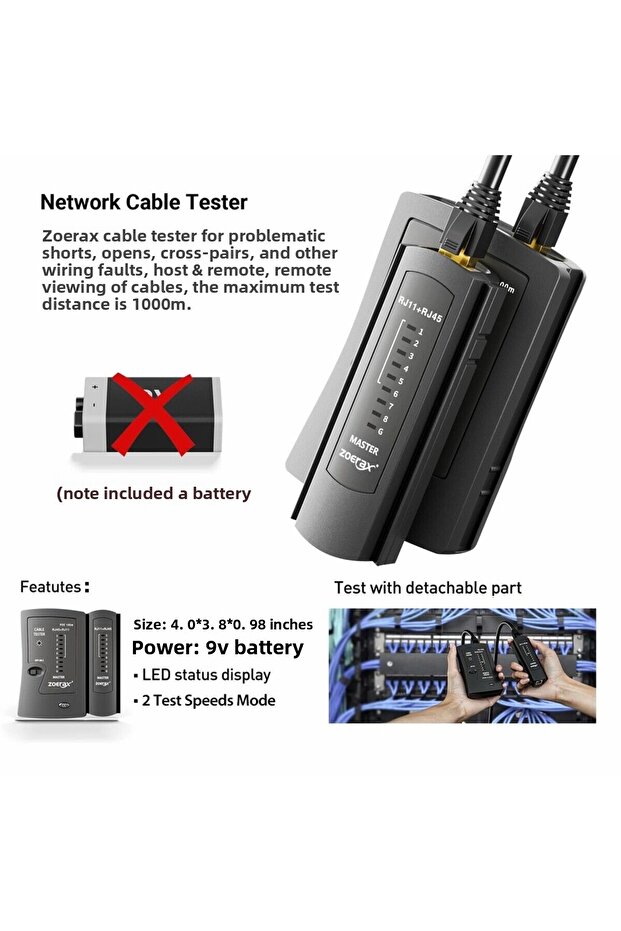 Network Tool Kit, ZoeRax RJ45 Crimp Tool kit Pass Through Crimper RJ45 Crimping Tool, Cable Teste... - 2