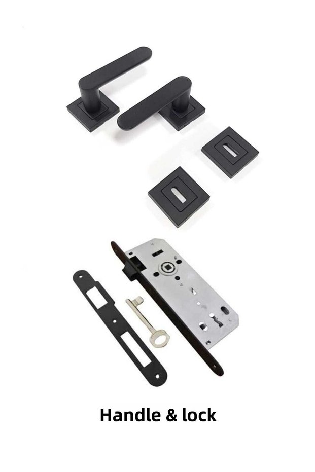 Sofuoğlu Barbaros Square Rosette Matte Black (Room Type) Door Handle & Black (Room Type) Door Lock