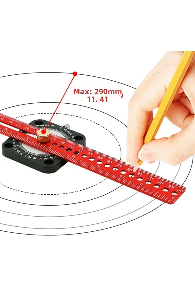Carpenter 360 Degree Compass Ruler Angle Finder Protractor Ruler Circle Drawing Ruler - 7