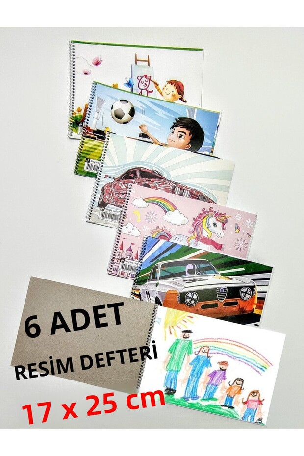 6 Drawing Notebooks, 17x24 cm - Total 180 White Pages