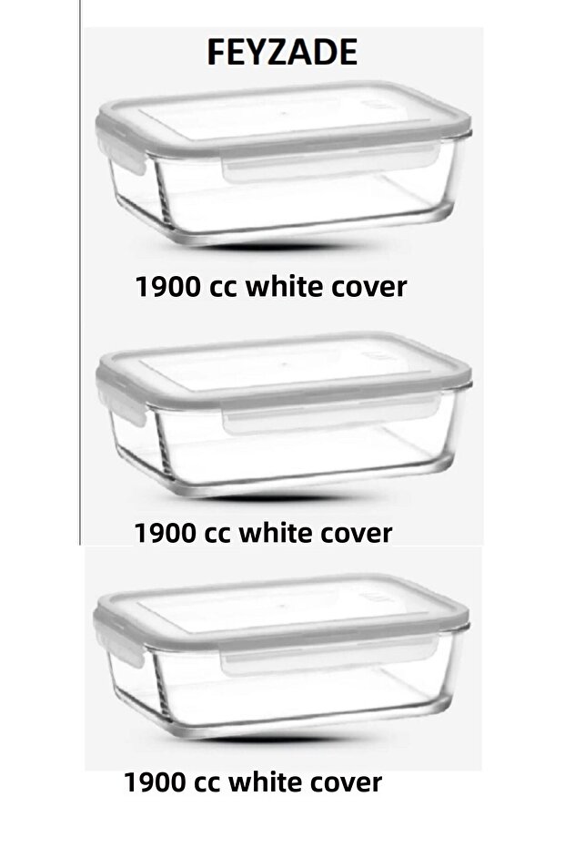 Feyzade Fresco Ziplock Storage Container Set 3 Pcs 1900Cc White Lid (Frs-259)