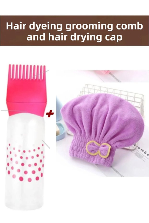 Scalloped Hair Coloring Bottle And Hair Drying Bonnet Hair Drying Bonnet Microfiber Suitable For All Hair