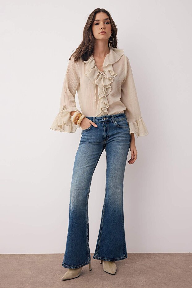 Mavi Dikiş Detaylı Düşük Bel Comfort/Esnek Flare Jeans TWOAW26JE00043 - 1