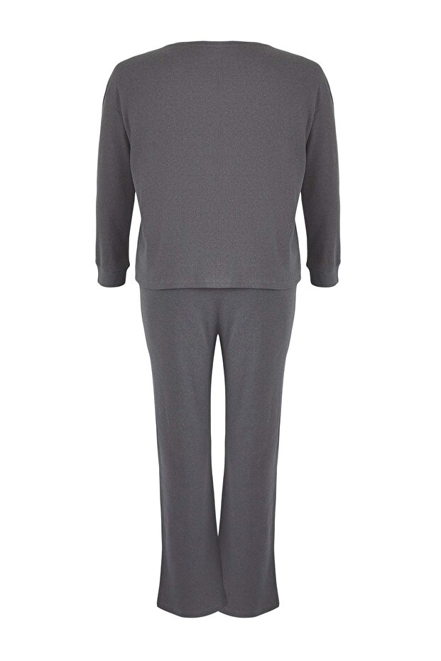 Ciemnoszary melanżowy zestaw dresowy w dużym rozmiarze TBBAW23AI00002 - 7