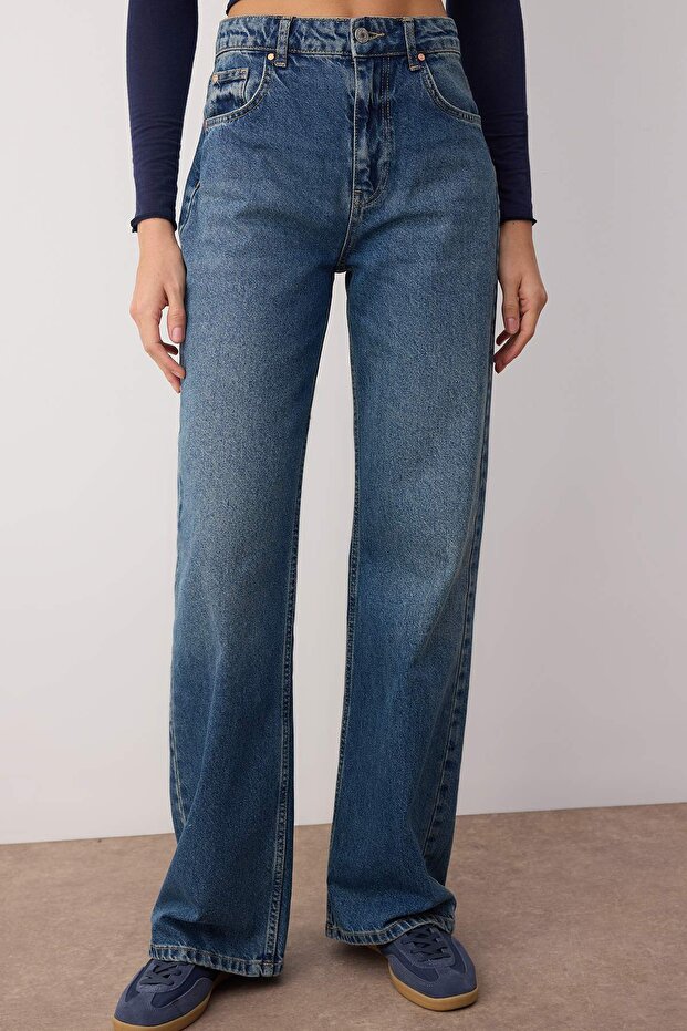 Mavi Yüksek Bel Geniş Paça Wide Leg Jeans TWOAW26JE00082 - 3