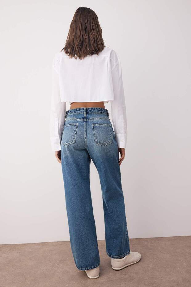 Mavi Yüksek Bel Wide Leg Geniş Paça Jeans TWOAW26JE00145 - 4