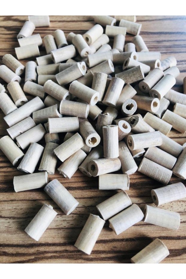 15mm Raw Wood Cut Tube Type Beads - 50 Pieces -