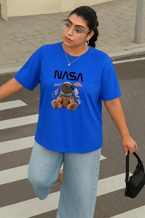 Large Size Nasa Teddy Bear Printed Unisex T-Shirt