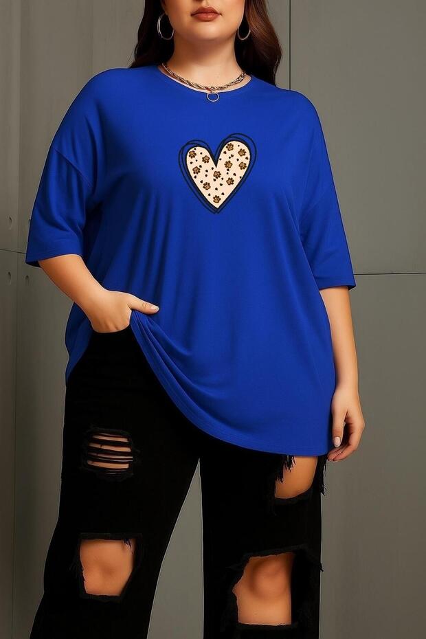 Large Size Heart Paw Printed Unisex T-Shirt