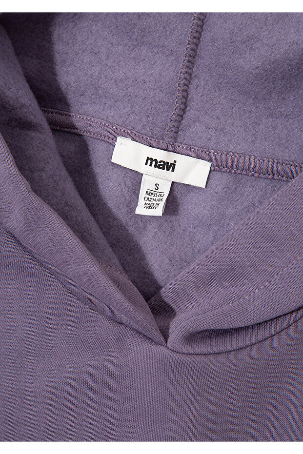 Kapüşonlu Mor Basic Sweatshirt 167299-70608 - 6