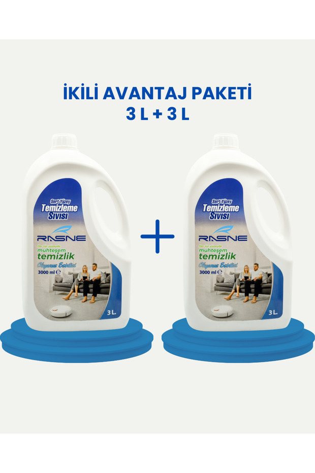 2’li paket Robot Süpürge Sert Yüzey Temizleme Sıvısı Deterjanı 3L + 3L - 1