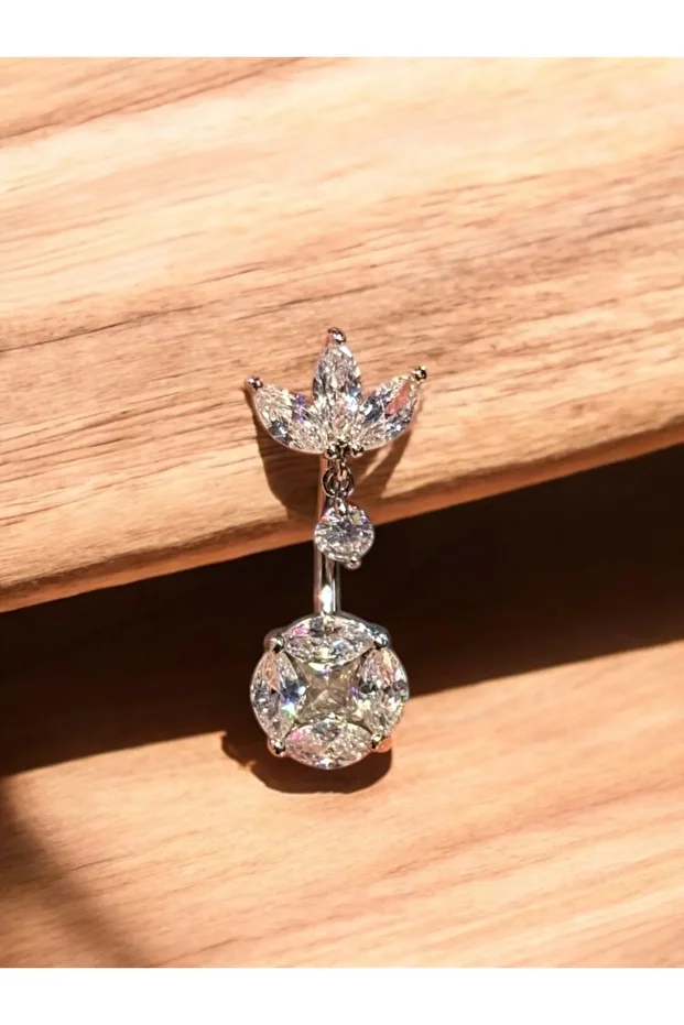 Çelik Detaylı Göbek Piercing - 5