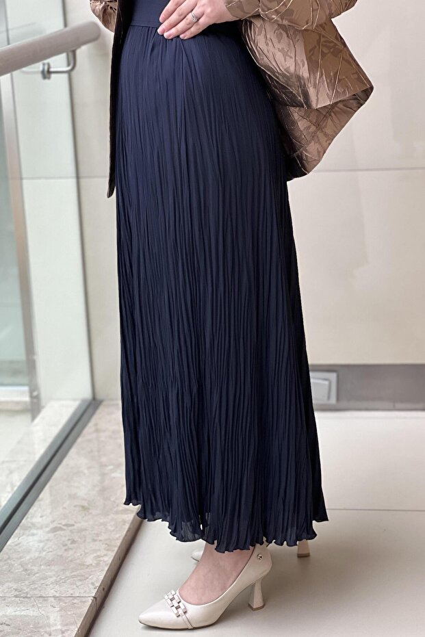 Sentez Şifon Kırıştırma Etek - 2