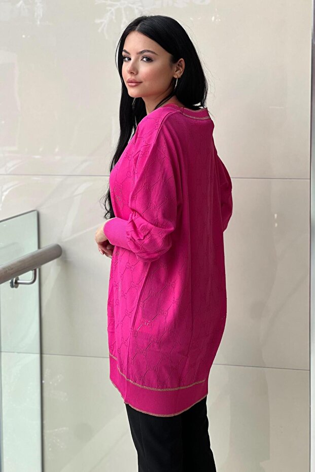 GG Logo Taş İşlemeli Merserize Hırka - 3