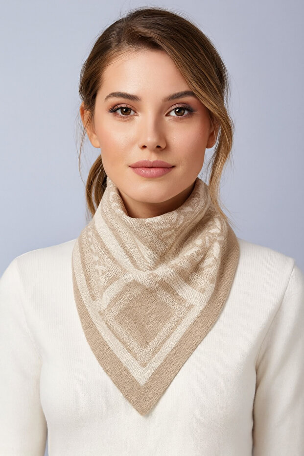 Desenli Triko Fular - 1