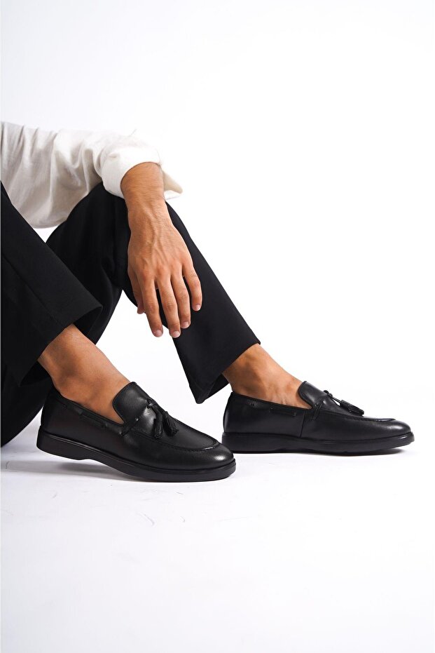 Genuine Leather Mbd100-S Black Men's Loafer & Casual Shoes
