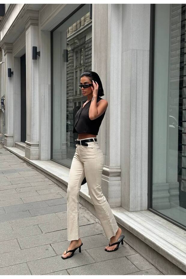 Women Mini Flare Ankle Length Denim Jean Jeans Pants