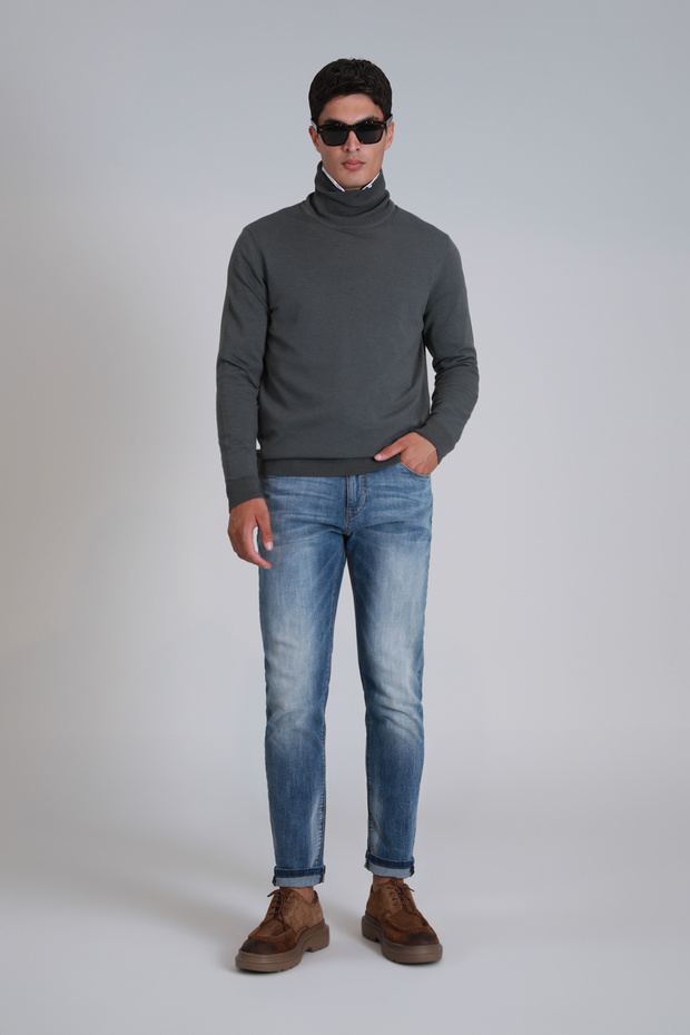 Axel Smart Jean Erkek Pantolon Slim Fit Mavi - 4