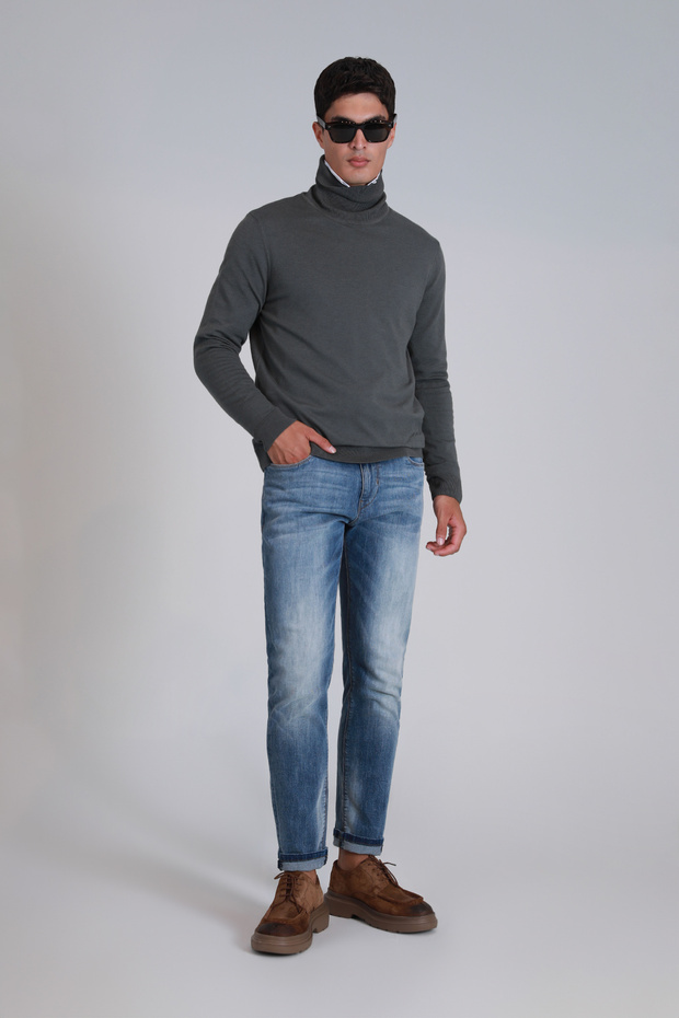 Axel Smart Jean Erkek Pantolon Slim Fit Mavi - 5