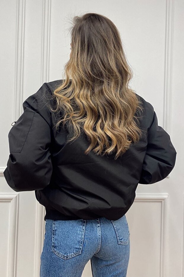 Black Bomber Jacket - Spring - 4