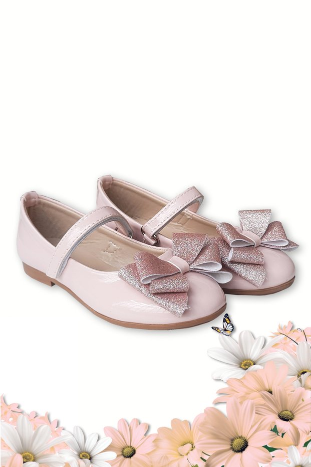 Girl's Ballerina Shoes Powder Bow Evening Dress
