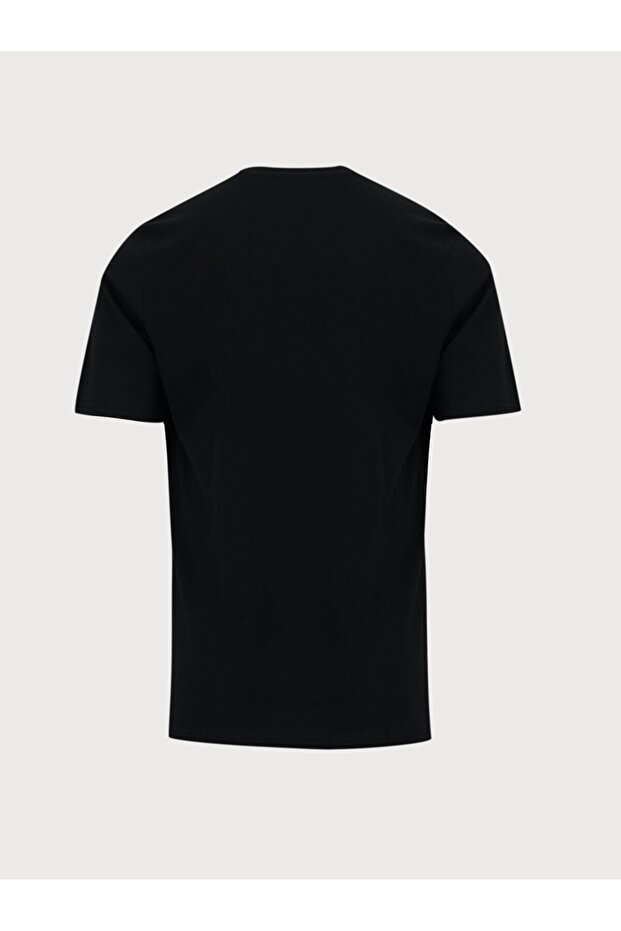 Sıfır Yaka Basıc Kısa Kol Regular Siyah T-shırt - 3