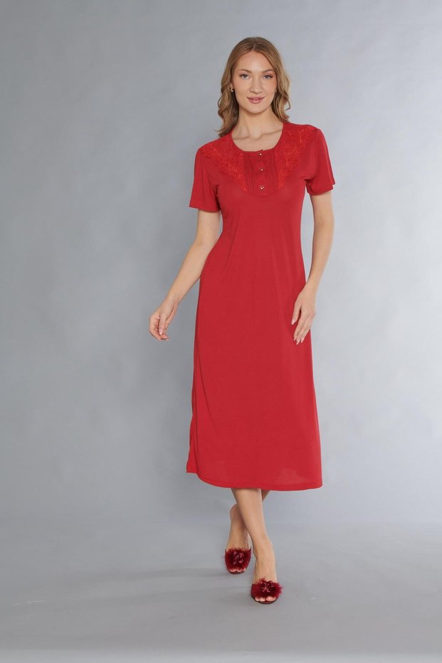 Classic Lace Detail Short Sleeve Stylish Elegant Nightgown 38-31