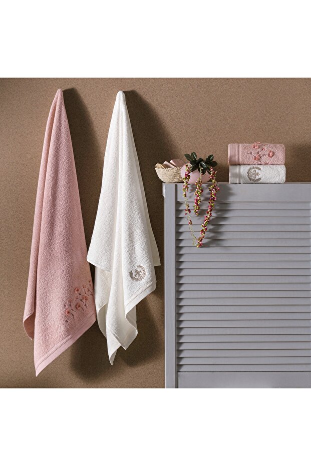 Verve Pure Cotton Cotton Bath Set - Powder Cream