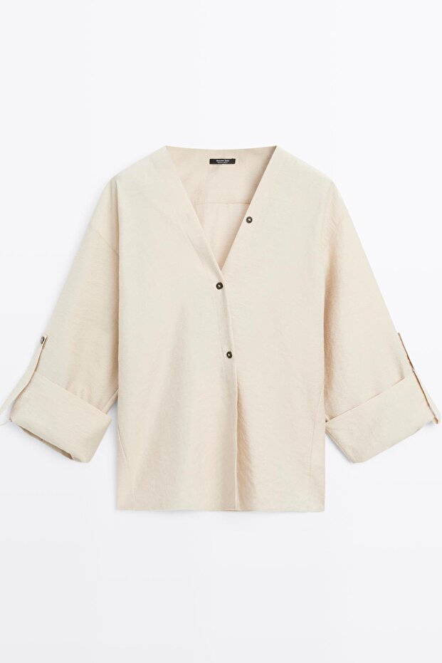 Kıvrık kollu gömlek - 5