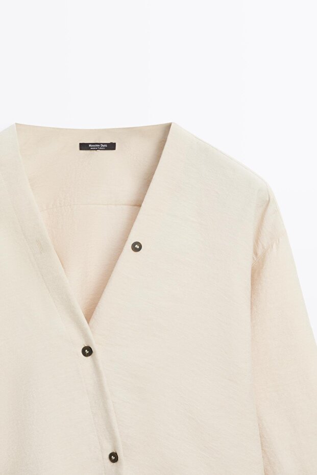 Kıvrık kollu gömlek - 6