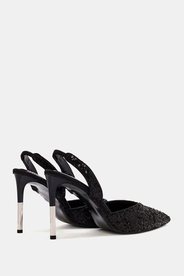 Freya Kadın Siyah Pullu Topuklu Ayakkabı - 7