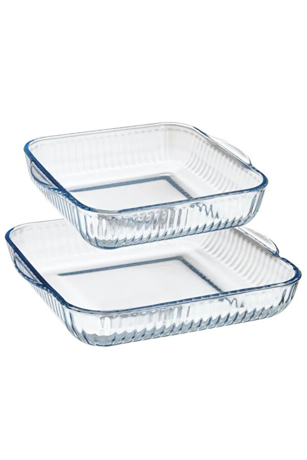 Turkish Pyrex Oven Tray Set Square 2 Pieces 1.6L / 2.9L - 1
